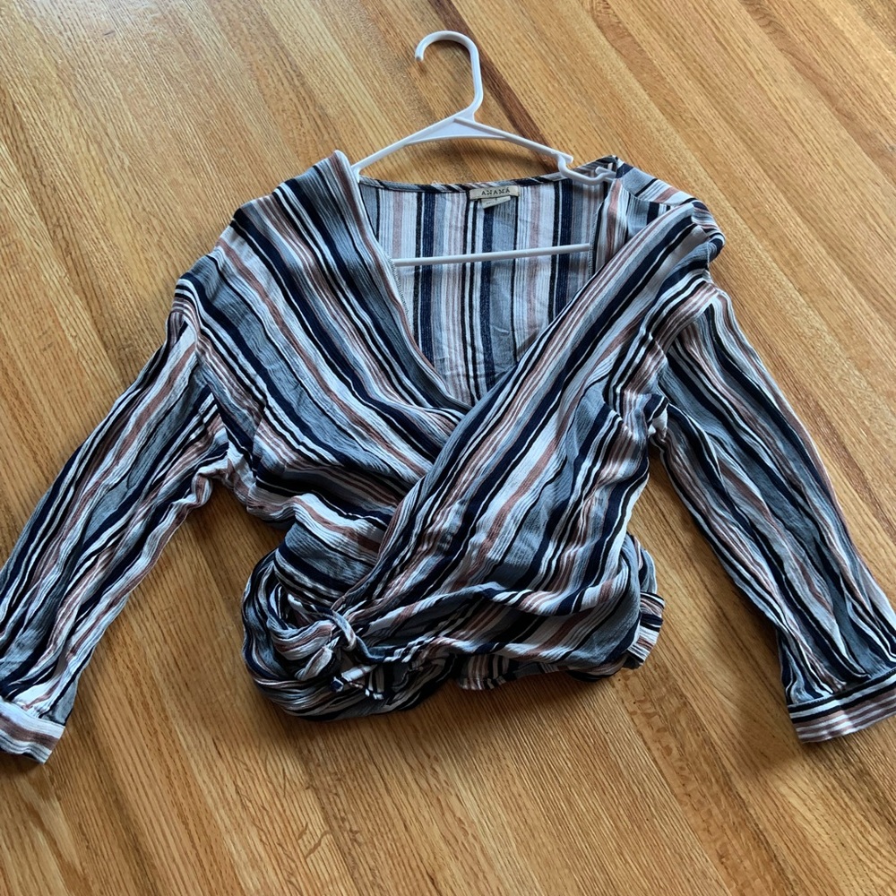 Anama striped wrap top